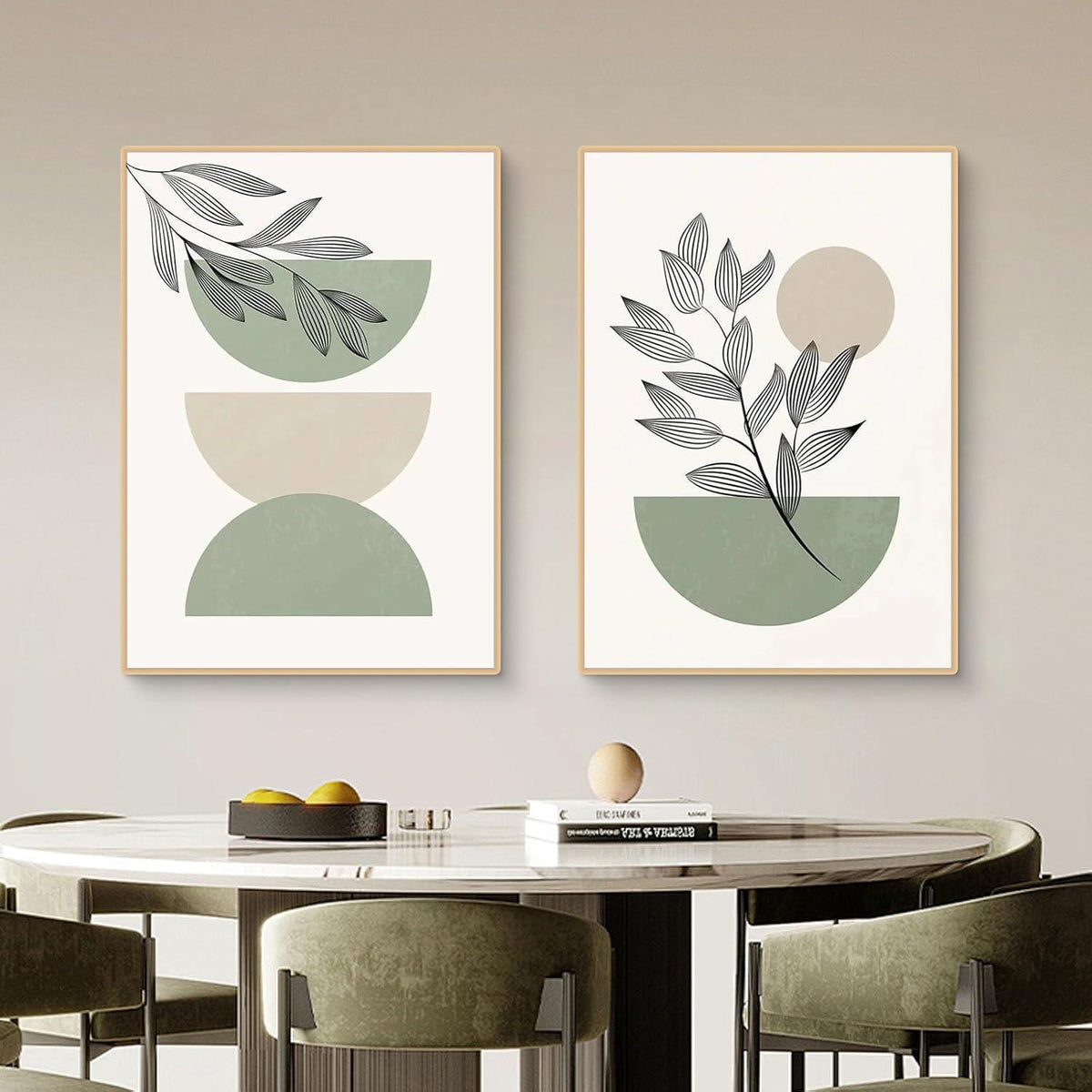 Abstraktes Poster Set 3er – Pflanzen & Geometrie Wanddeko
