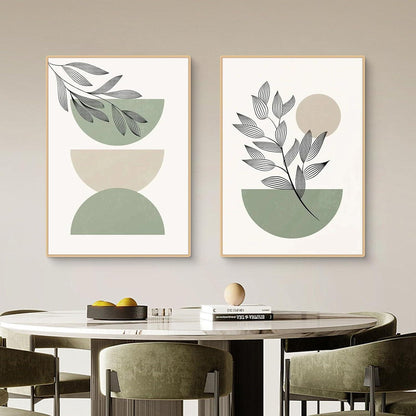Abstraktes Poster Set 3er – Pflanzen & Geometrie Wanddeko