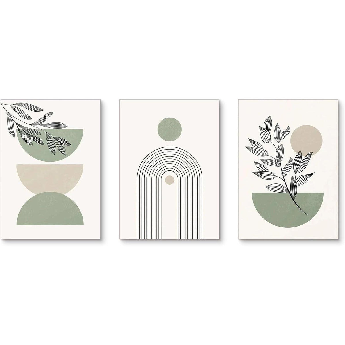 Abstraktes Poster Set 3er – Pflanzen & Geometrie Wanddeko