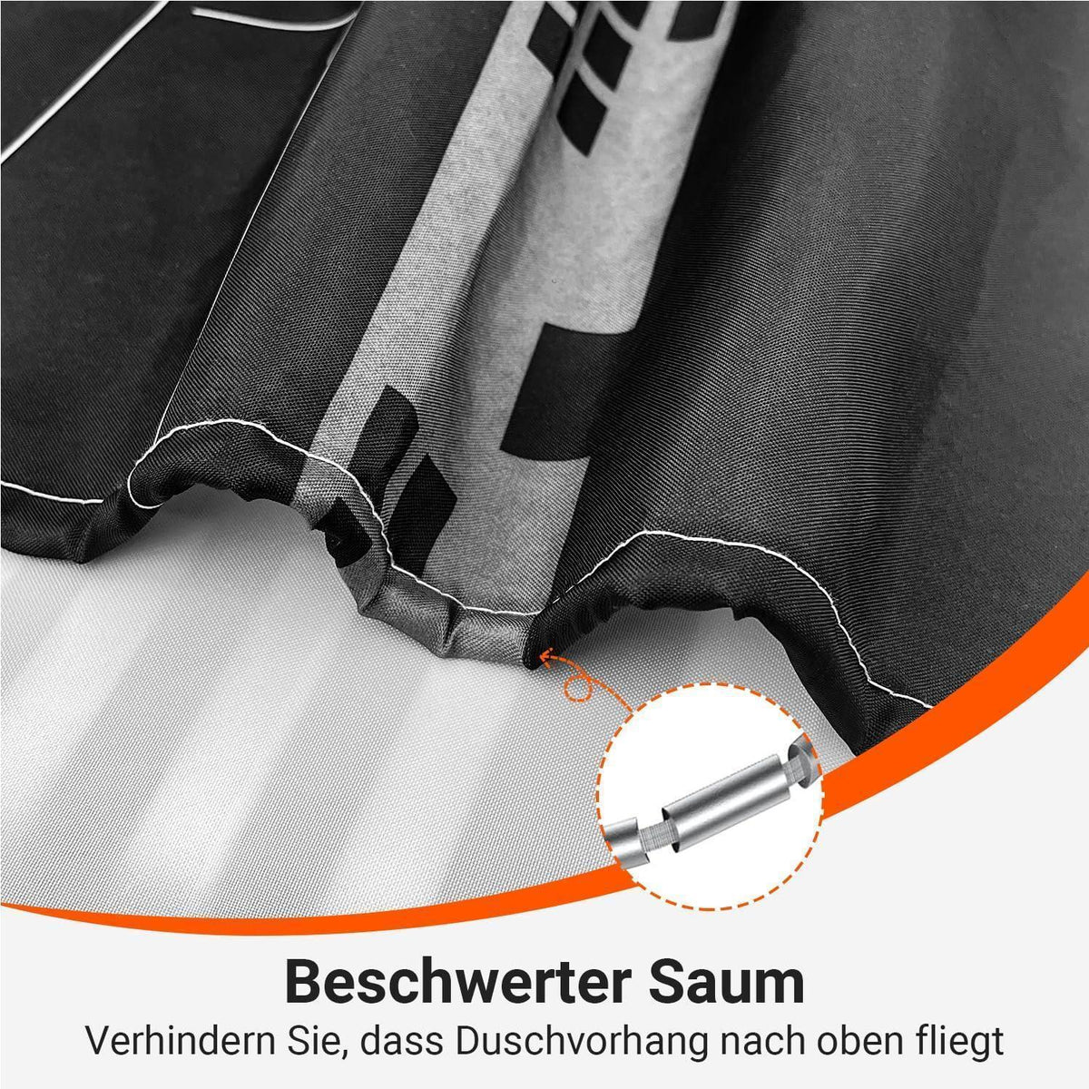 Duschvorhang 180x200 cm mit Eisenturm-Muster, beschwerter Saum