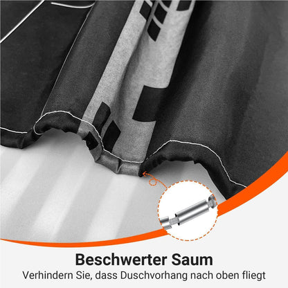 Duschvorhang 180x200 cm mit Eisenturm-Muster, beschwerter Saum