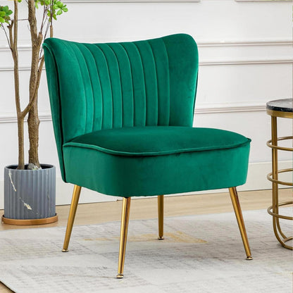 Samt Loungesessel mit Metallbeinen – Grün