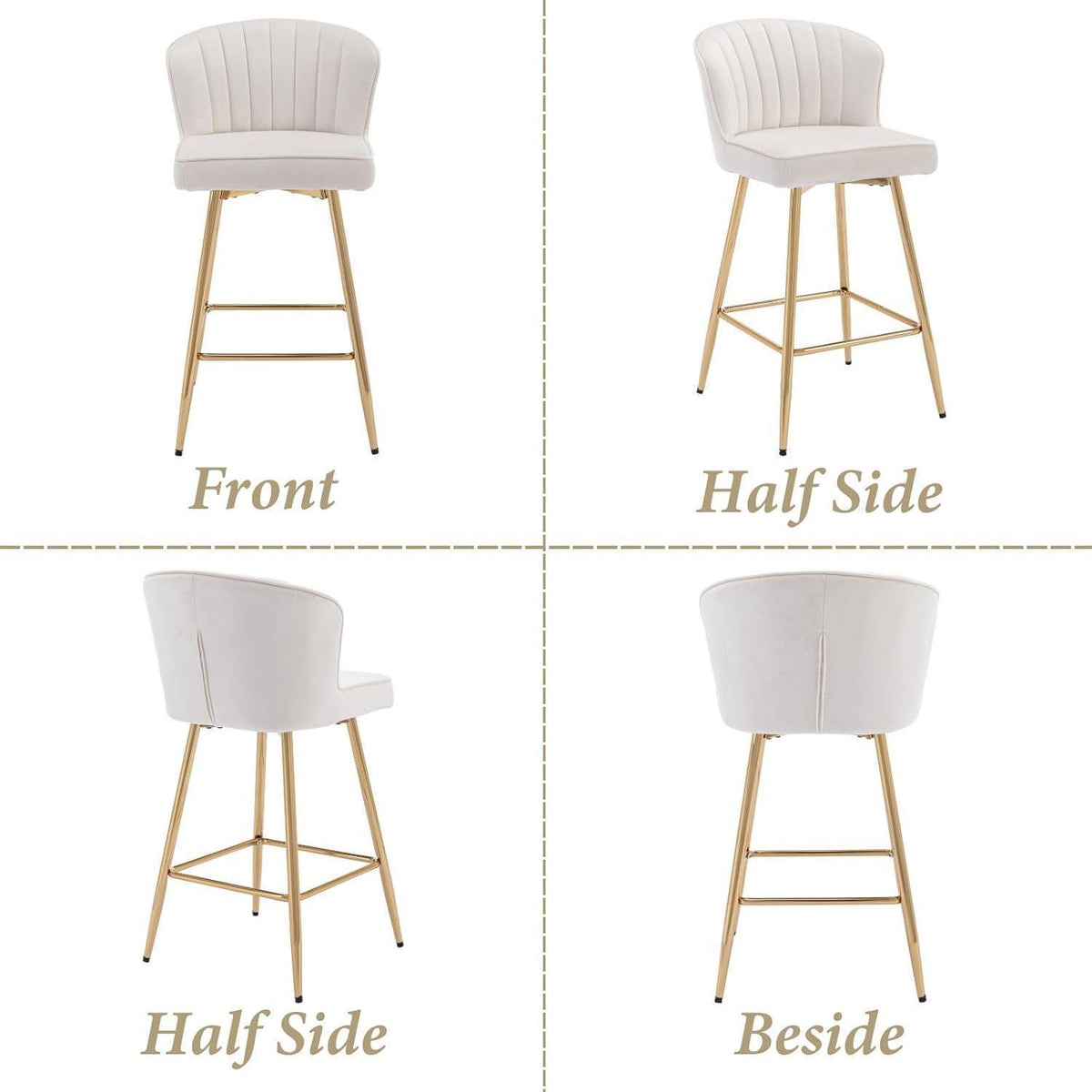 Barhocker Set 2er – Samt, Beige, Modern & Komfortabel