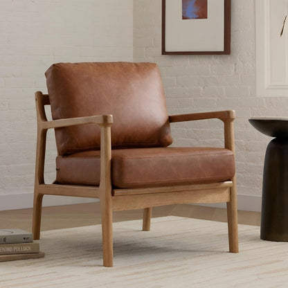 Vintage Sessel Braun – Wohnzimmer Loungesessel mit Holzgestell
