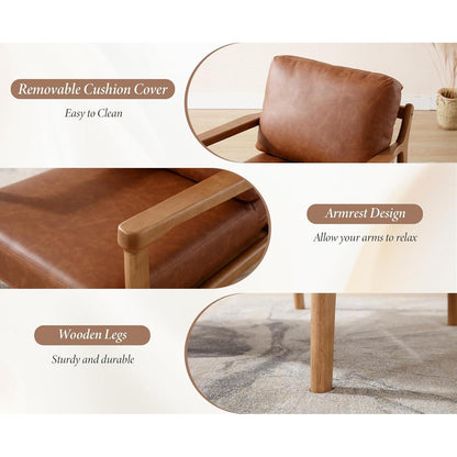 Vintage Sessel Braun – Wohnzimmer Loungesessel mit Holzgestell