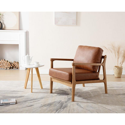 Vintage Sessel Braun – Wohnzimmer Loungesessel mit Holzgestell