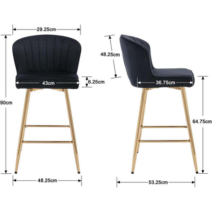 Barhocker Set 2er – Samt, Modern & Gepolstert Schwarz