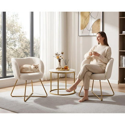 Weißer Kunstfell Sessel – Modern & Bequem für Wohnzimmer