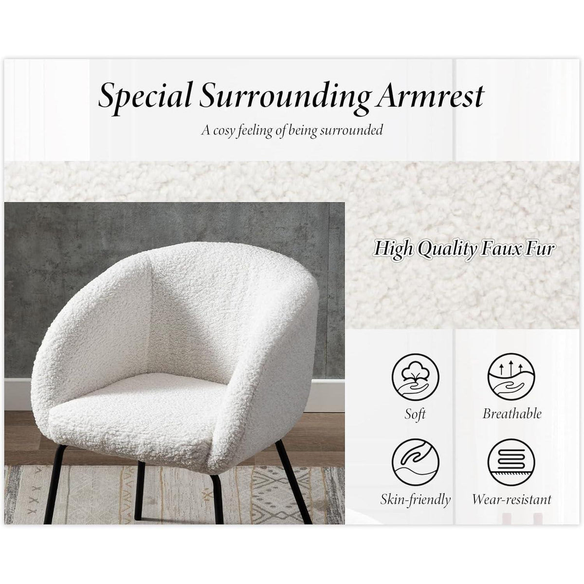 Weißer Kunstfell Sessel – Modern & Bequem Loungesessel