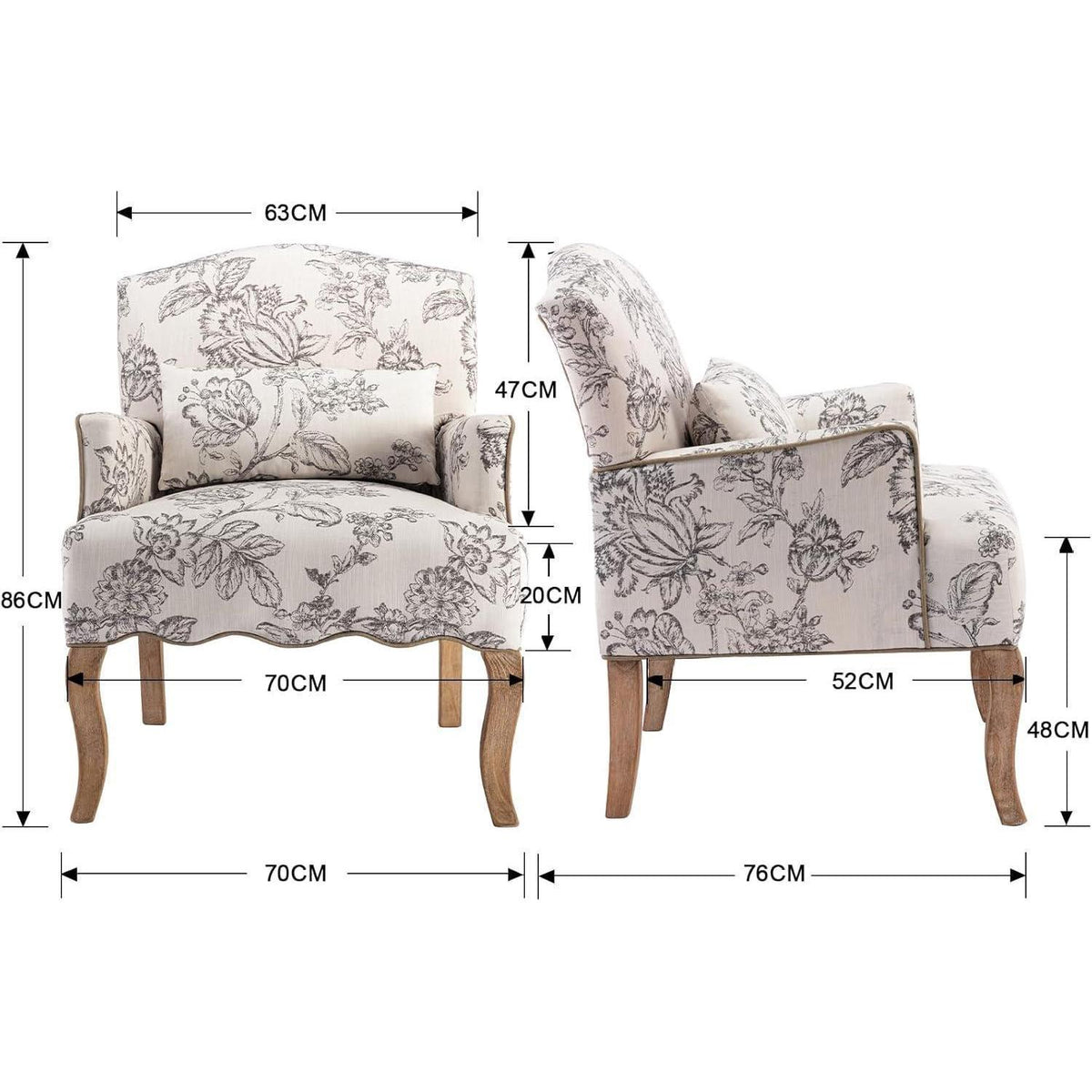 Vintage Sessel mit Armlehne & Blumenmuster – Bequemer Loungesessel