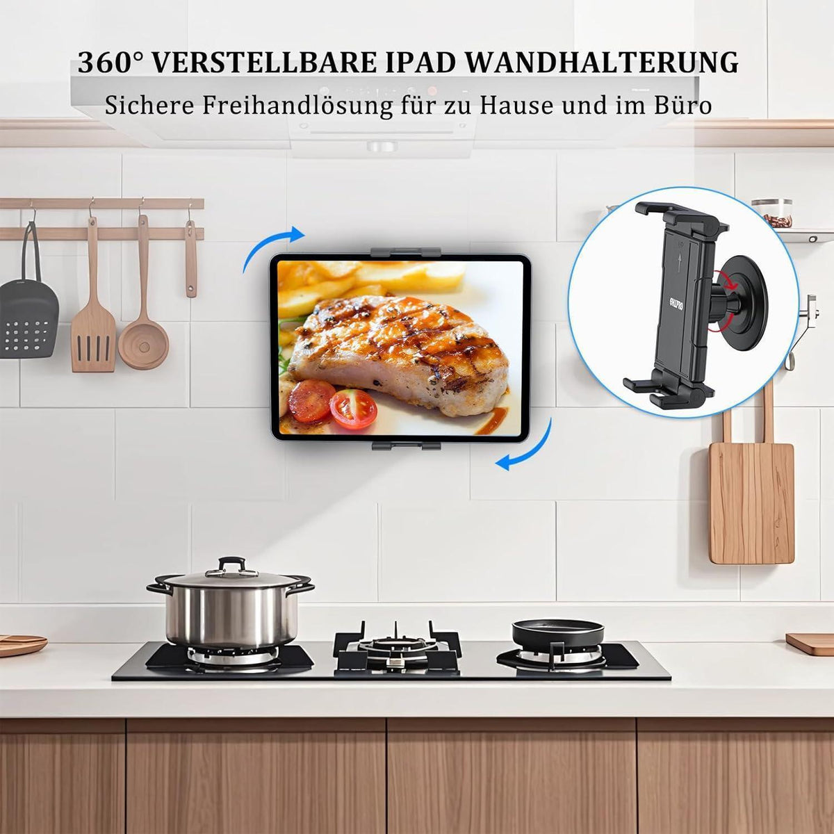 Tablet Wandhalterung Klebebasis 360° Drehbar Universal