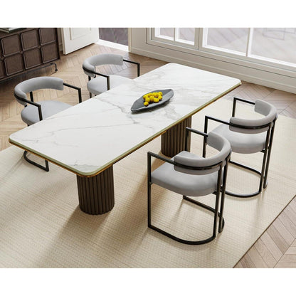 Esszimmerstühle 2er Set Grau – Moderne Samtstühle mit Metallgestell