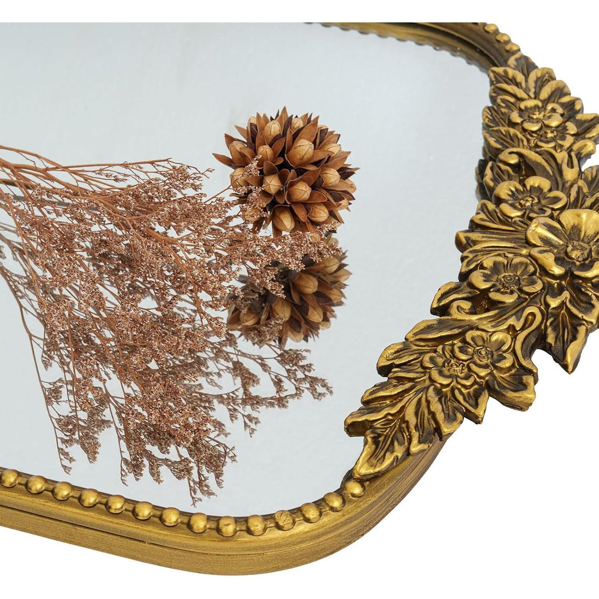 Goldener Barock Spiegel 40x64cm - Vintage Bogen-Wandspiegel mit Eisenrahmen