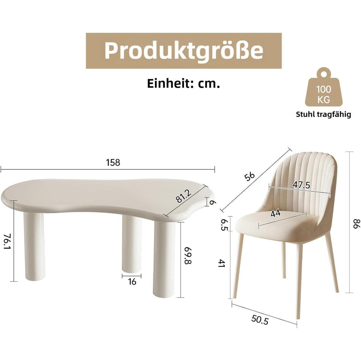 Moderner Esstisch Set Weiß für 4 Personen – Minimalistisch & Platzsparend