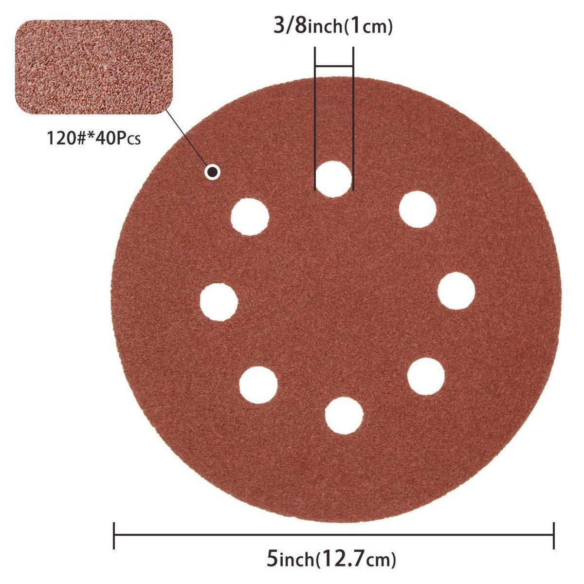 Schleifscheiben 120 Körnung, 100 Stück, 125mm 8-Loch Klett