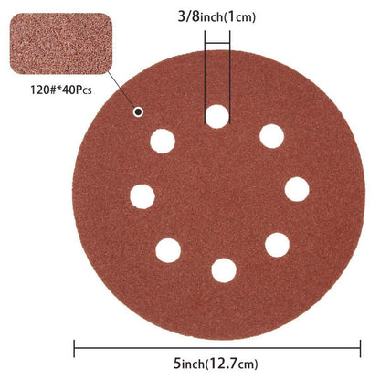 Schleifscheiben 120 Körnung, 100 Stück, 125mm 8-Loch Klett