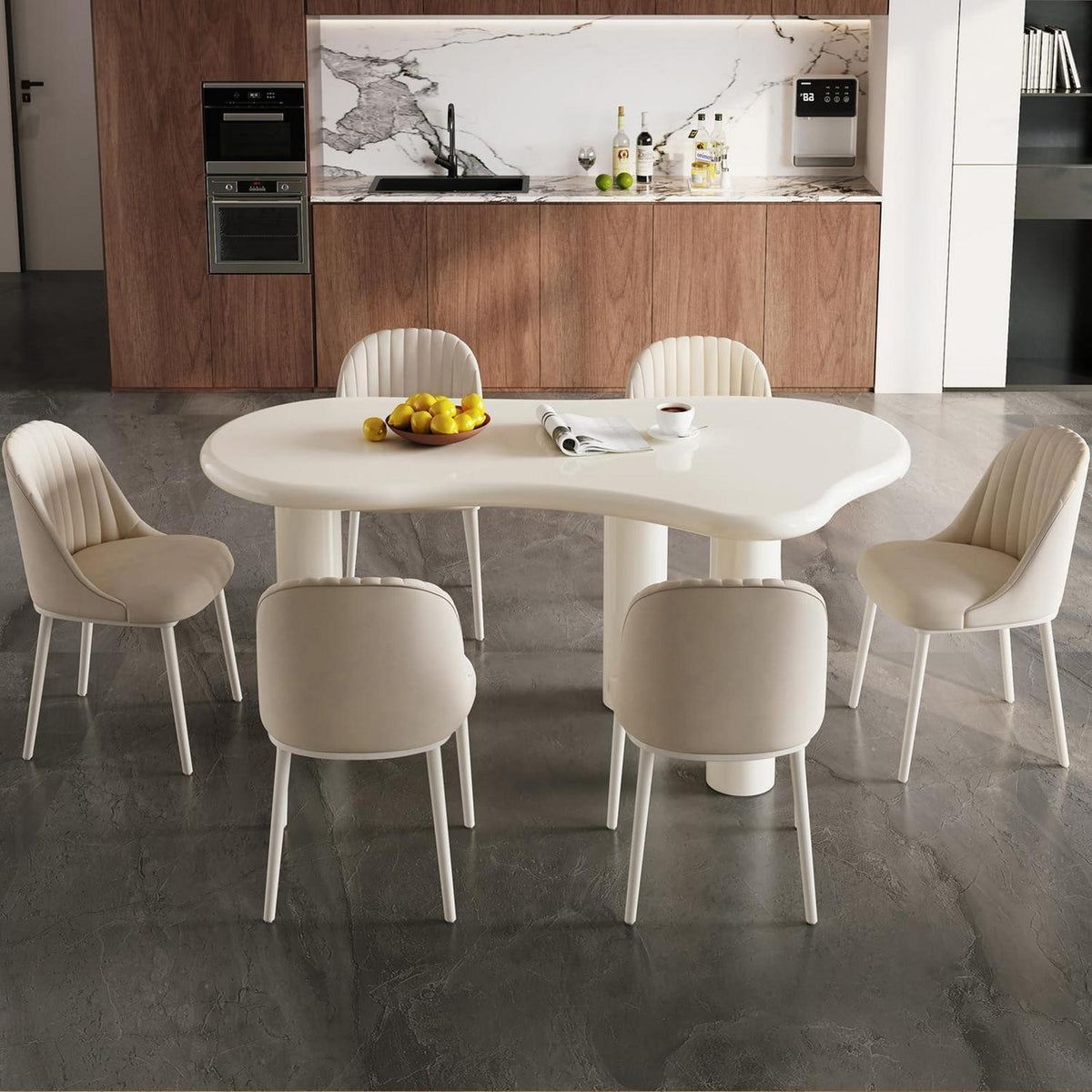 Moderner Esstisch Set Weiß für 6 Personen – Minimalistisch & Platzsparend