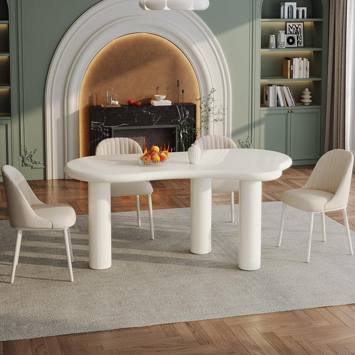 Moderner Esstisch Set Weiß für 6 Personen – Minimalistisch & Platzsparend