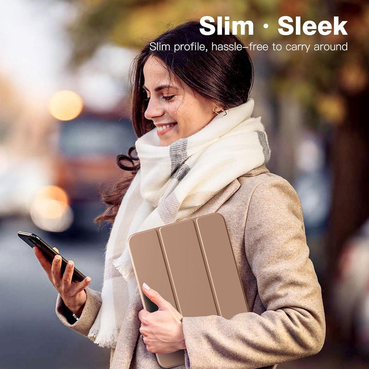 iPad Hülle mit Ständer & Auto Wake/Sleep, Milch Kaffee