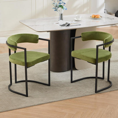 Esszimmerstühle 2er Set, Grün | Moderne Samtstühle mit Metallgestell