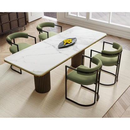 Esszimmerstühle 2er Set, Grün | Moderne Samtstühle mit Metallgestell