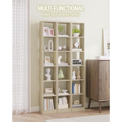 6-stöckiges Bücherregal Eichenbeige – Würfelregal für Wohnzimmer