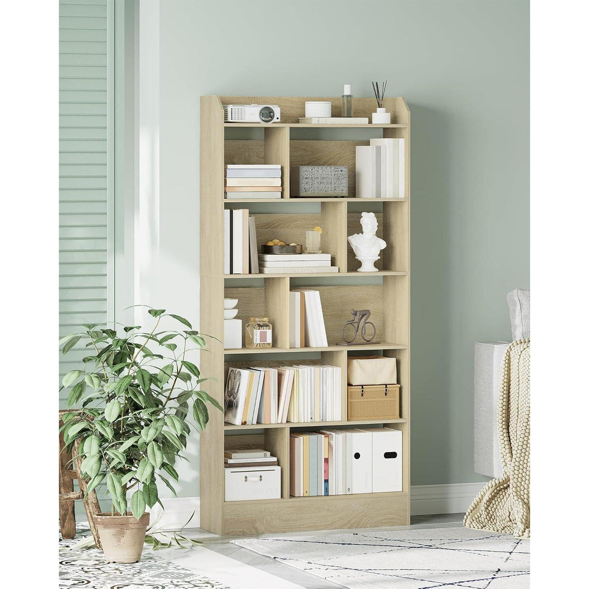 6-Fach Bücherregal Eichenbeige – Standregal 24x80x170 cm