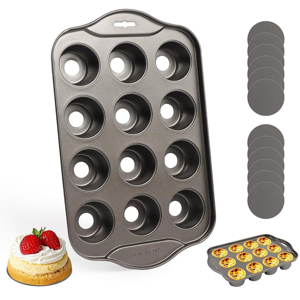 12-Tlg. Muffin-Form Edelstahl mit Abnehmboden