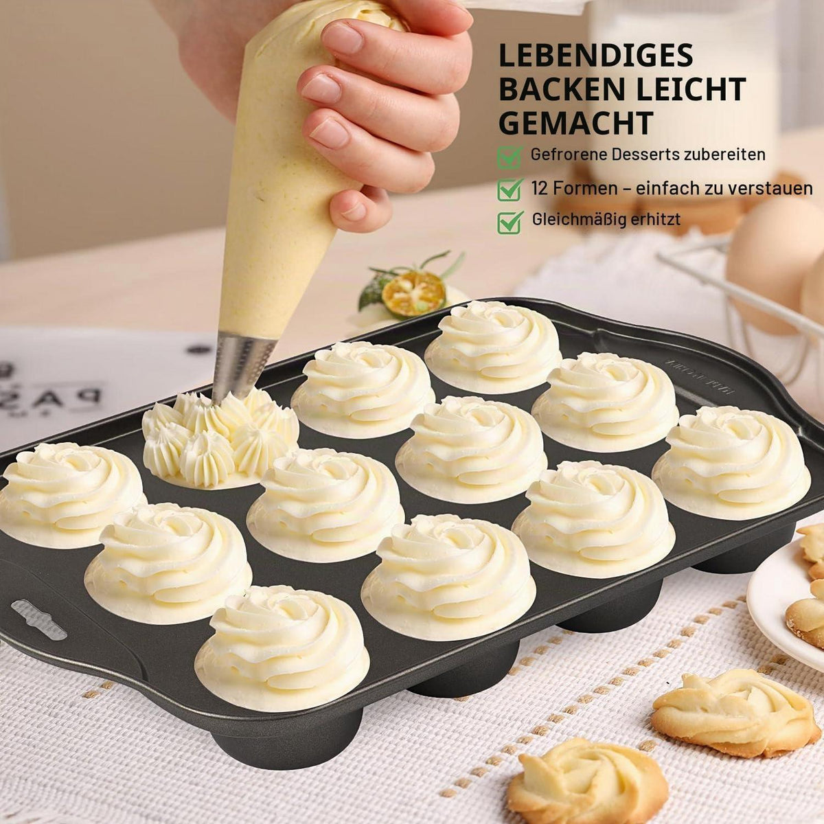 12-Tlg. Muffin-Form Edelstahl mit Abnehmboden
