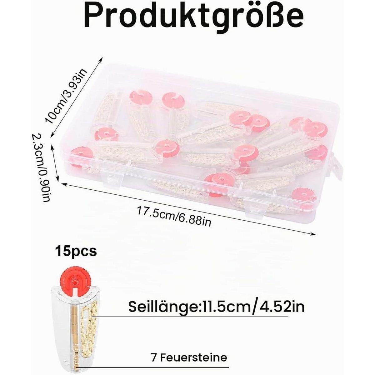 Feuerzeug Ersatzteile Set: 15 Feuersteine & Dochte