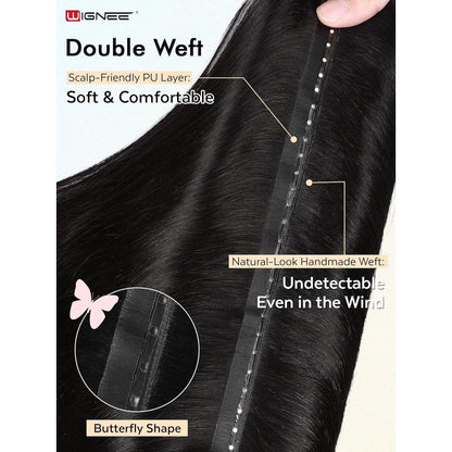 Remy Haarverlängerung 46 cm (18 Zoll) Double Weft Schwarz