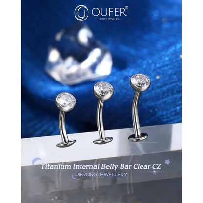 Bauchnabelpiercing Titan G23 Klar CZ 14G 8mm