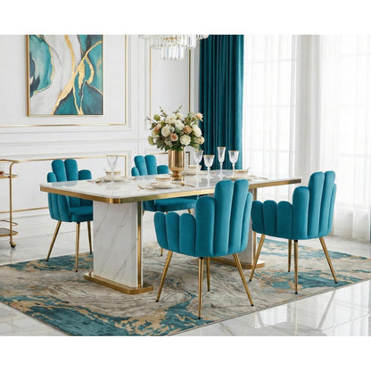 Ya-Home Samt Esszimmerstühle 2er Set – Blau