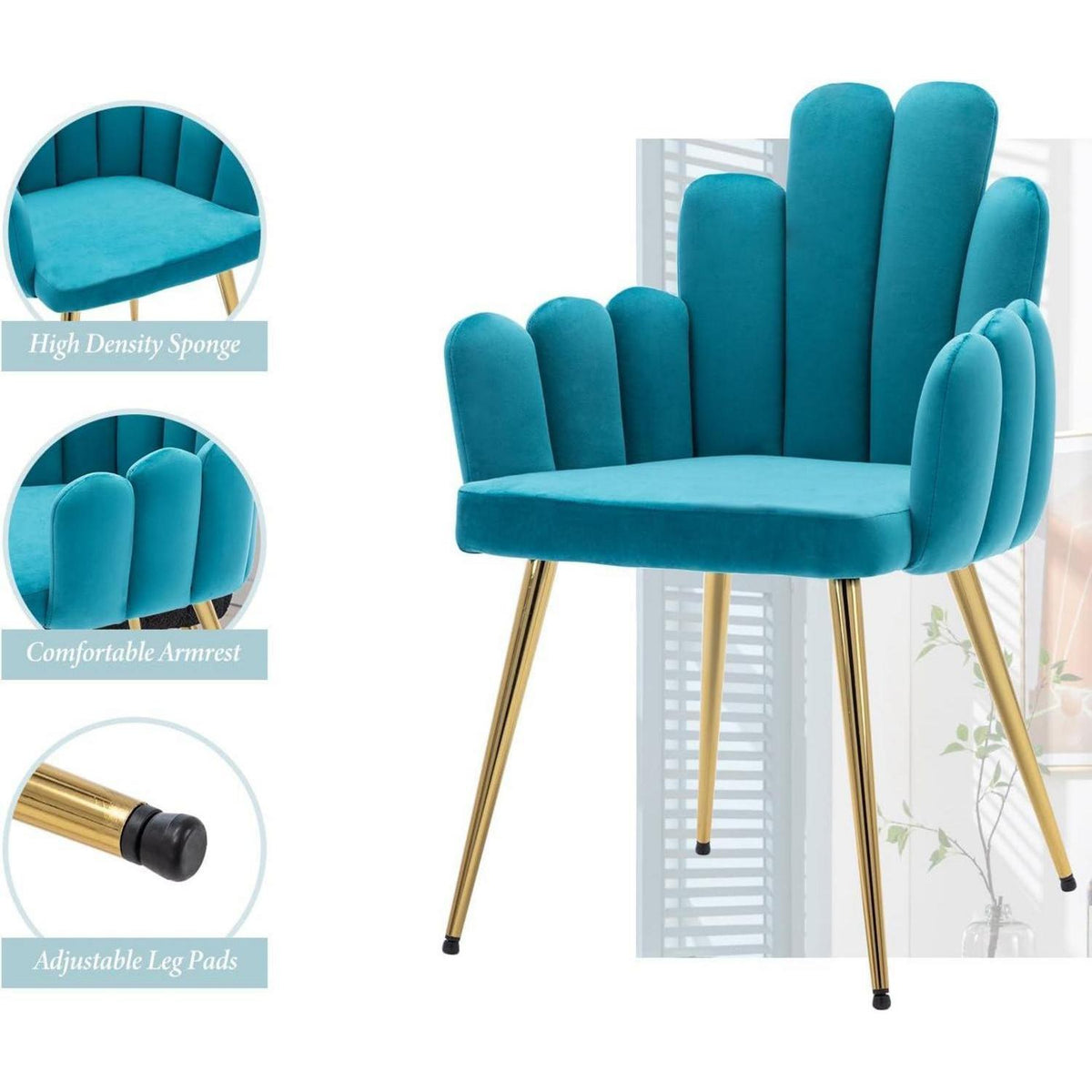 Ya-Home Samt Esszimmerstühle 2er Set – Blau