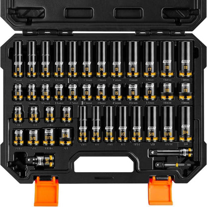 43-teiliges Schlagschrauber-Stecknuss-Set 3/8" CR-MO Stahl Metrisch & SAE