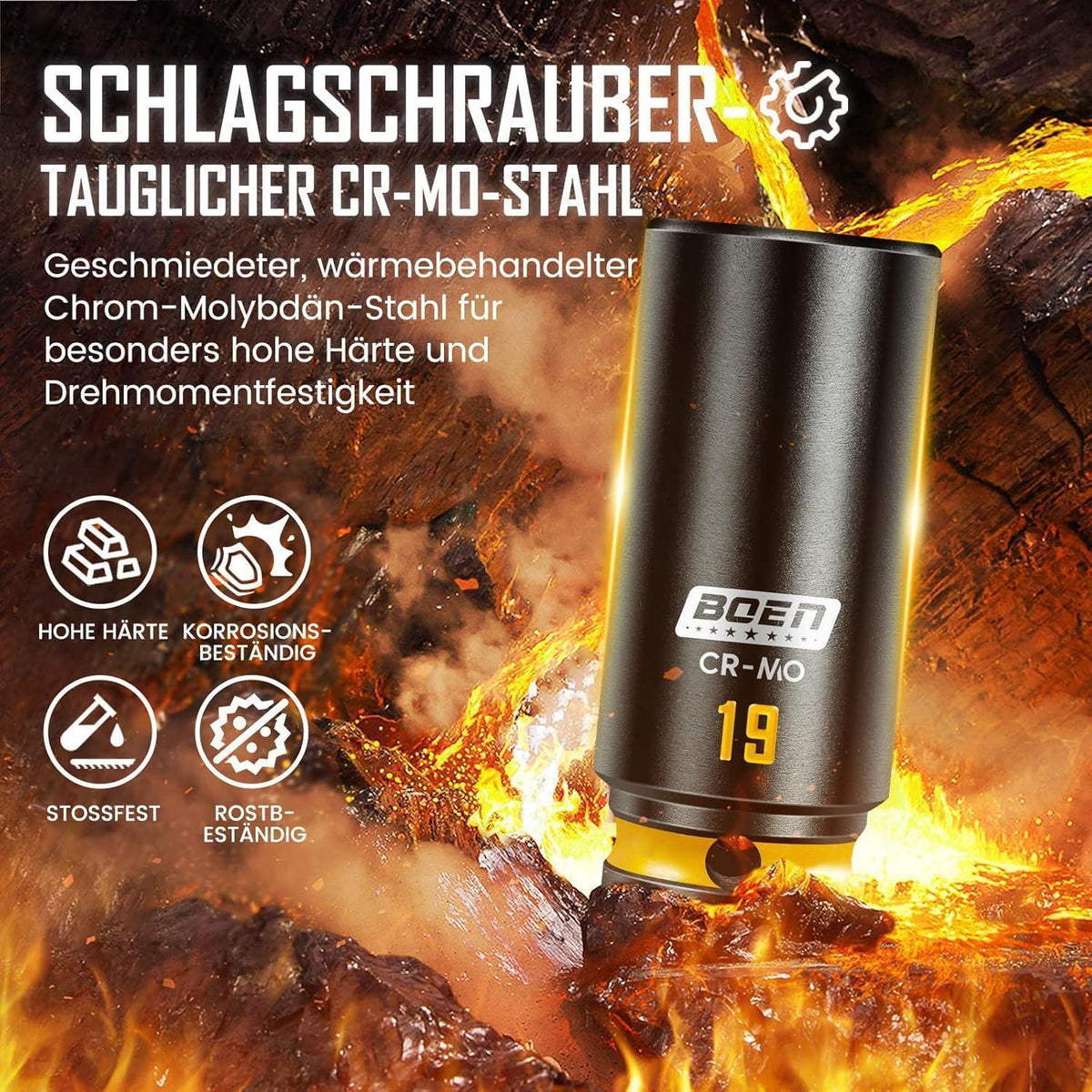 43-teiliges Schlagschrauber-Stecknuss-Set 3/8" CR-MO Stahl Metrisch & SAE