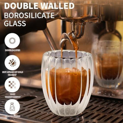 Gerippte Kaffeegläser 4er Set – 330ml Latte Macchiato Tassen
