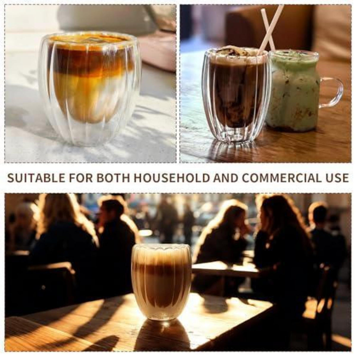 Gerippte Kaffeegläser 4er Set – 330ml Latte Macchiato Tassen