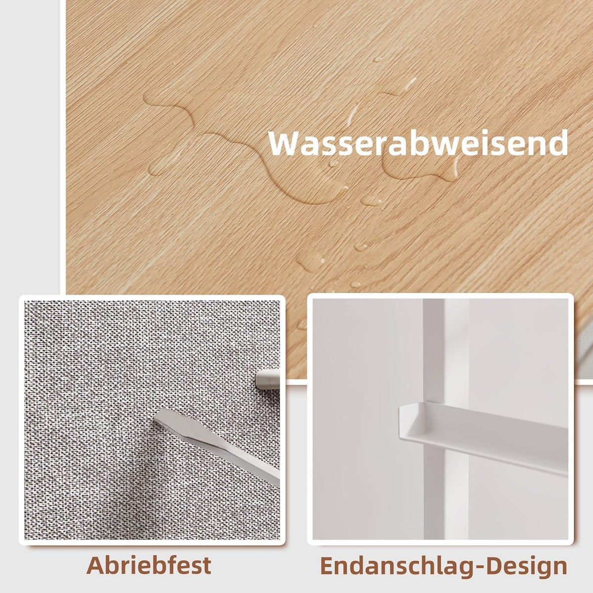 Kommode mit 6 Stoffschubladen – Aschgrau, 115cm hoch