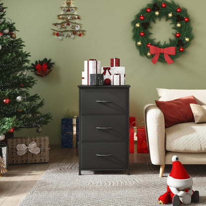 Kommode mit 3 Stoffschubladen, Schwarz – Schlafzimmer & Wohnzimmer