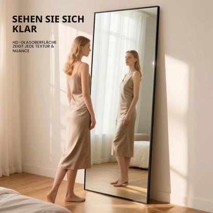Großer Ganzkörperspiegel 180x76cm Schwarz – Stand- & Wandspiegel