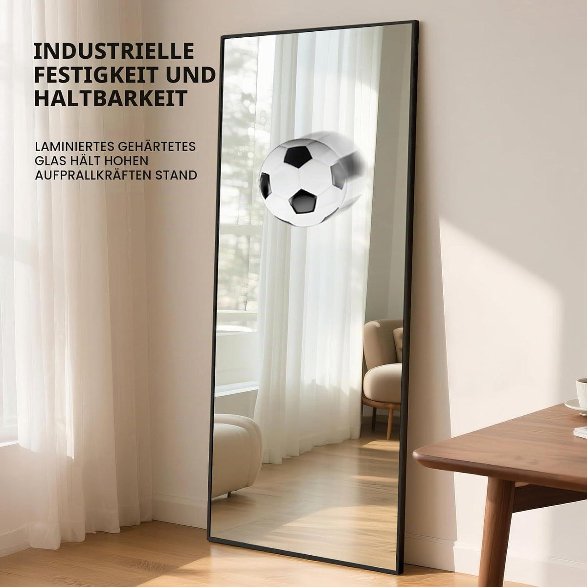 Großer Ganzkörperspiegel 180x76cm Schwarz – Stand- & Wandspiegel