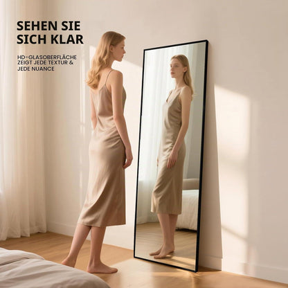 Ganzkörperspiegel 140x40cm Schwarz – Stehend, Hängend, Anlehnen