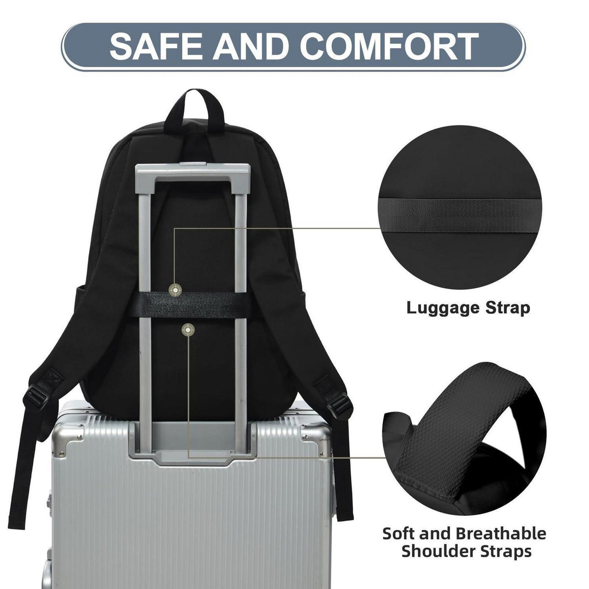 Schulrucksack Wasserdicht für Mädchen & Jungen – Schwarz