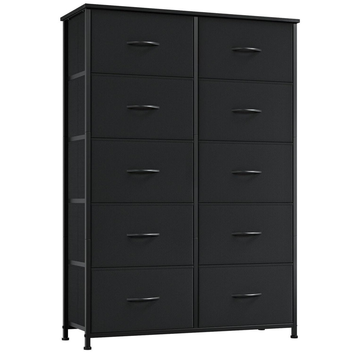 Kommode mit 10 Stoffschubladen – Schwarz, 30x80x114,5 cm
