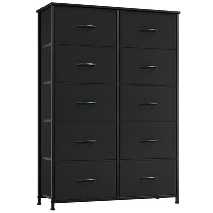 Kommode mit 10 Stoffschubladen – Schwarz, 30x80x114,5 cm