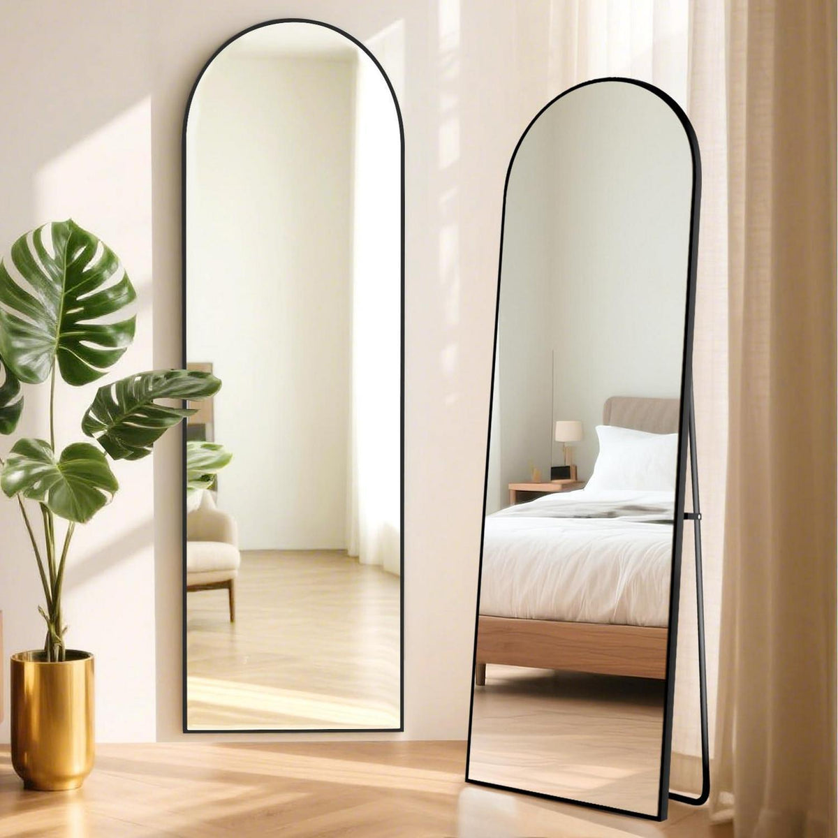 Ganzkörperspiegel Schwarz 163x53cm – Moderner Stand- & Wandspiegel