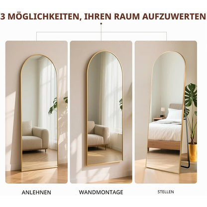 Ganzkörperspiegel Gold 163x53cm – Stand- & Wandspiegel mit Bruchschutzglas