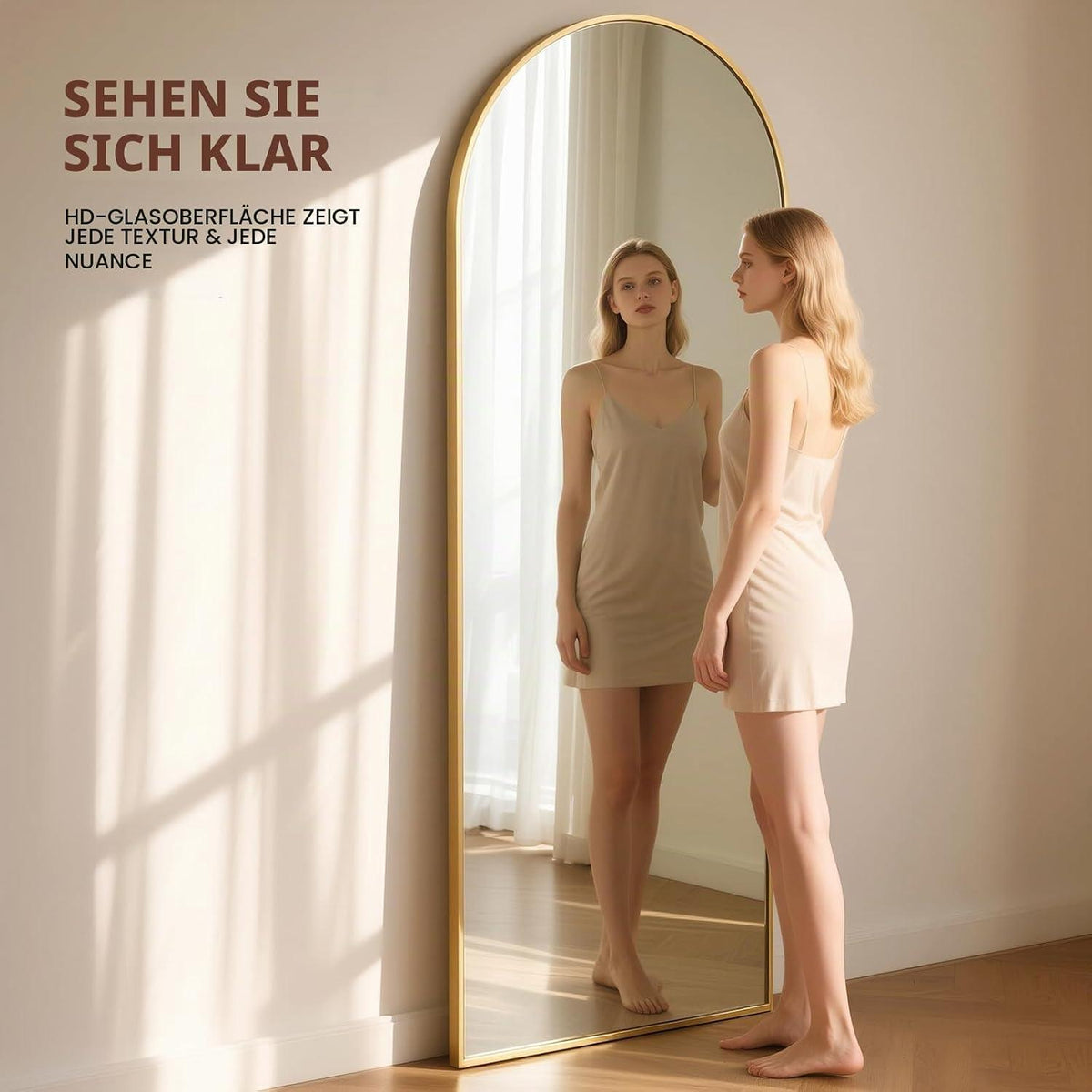 Ganzkörperspiegel Bogenförmig Gold 180x76cm – Stand- & Wandspiegel
