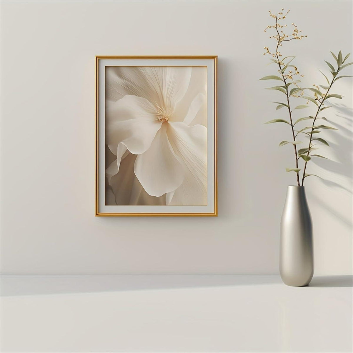 3er Set Boho Bilder Wanddeko Beige Blumen Poster Wohnzimmer